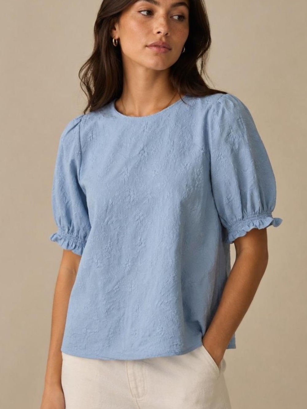 Ted Baker Powder Blue Puff Sleeve Blouse